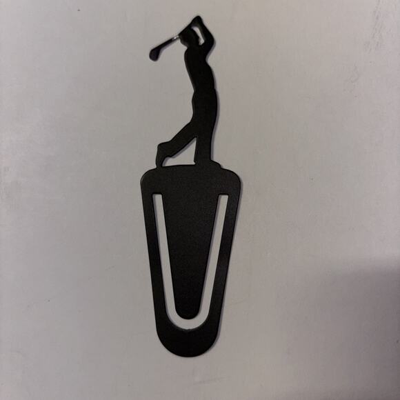 Black Metal Golfer Bookmark Golf Man. Nice Condition! - Picture 1 of 2